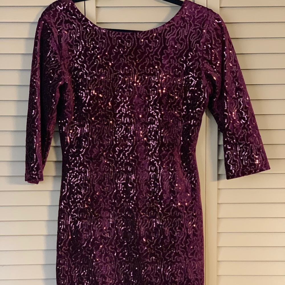Burgundy velvet sequin mini dress